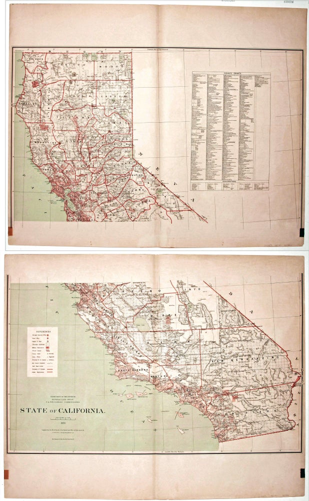 Item #12001 State of California. Published by the Department of the Interior, General Land Office. J. A. Williamson, Commissioner. C. ROESER.
