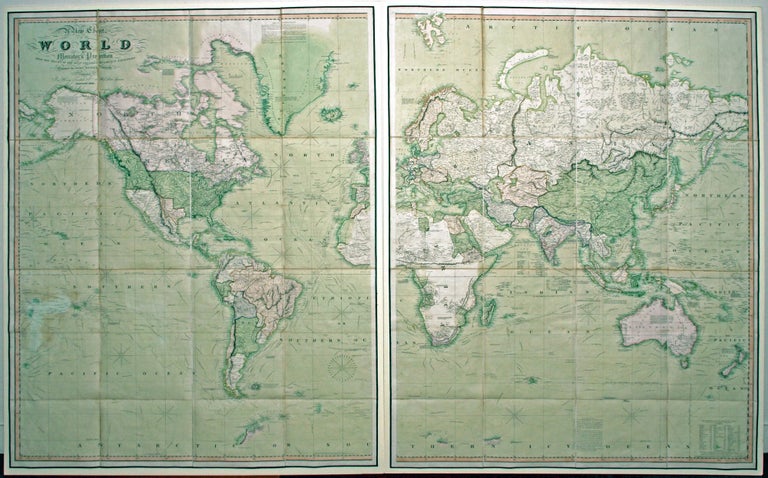 Item #1500011 A New Chart of the World On Mercator's Projection With The Track Of The Most Celebrated & Recent Navigators. HENRY TEESDALE, John CO. / DOWER, Publisher.