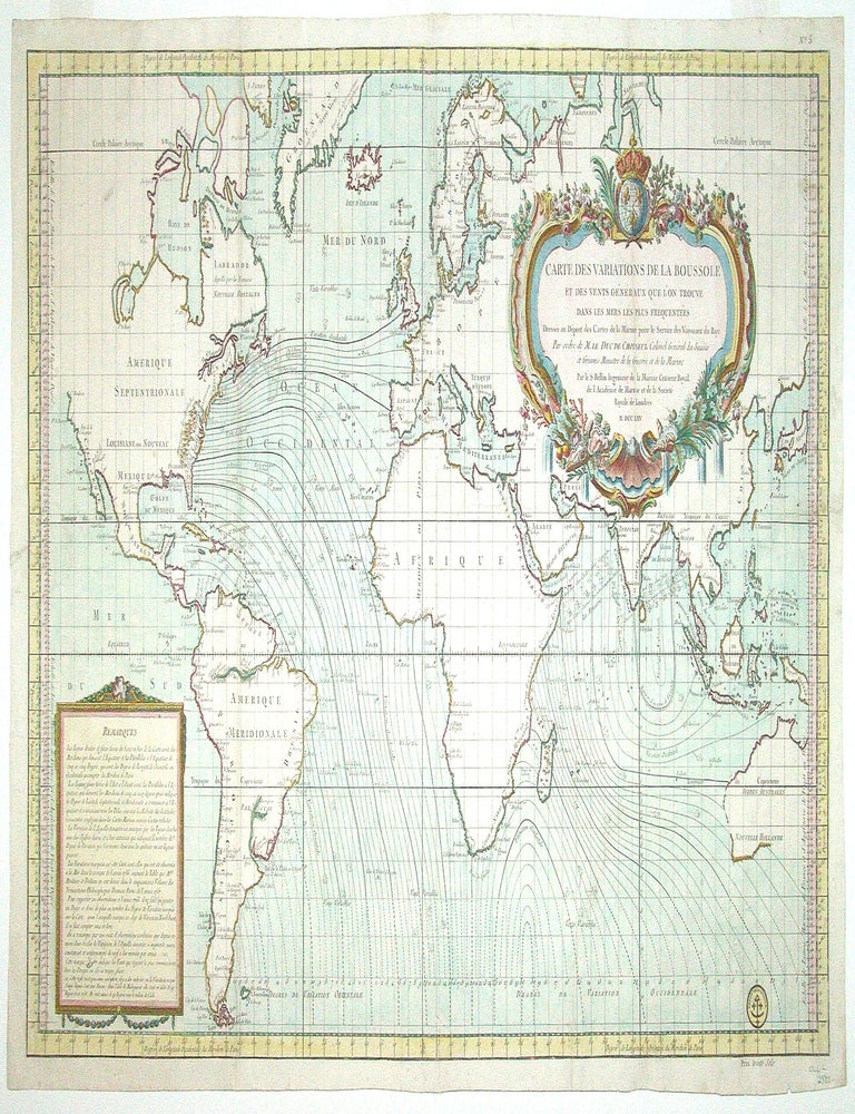 Carte des Variations de la Boussole et des Vents Generaux… | N. BELLIN