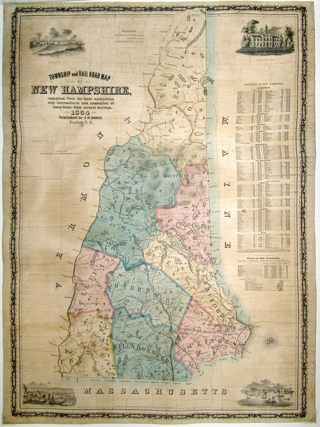 Township and Rail Road Map of New Hampshire | G. R. DODGE