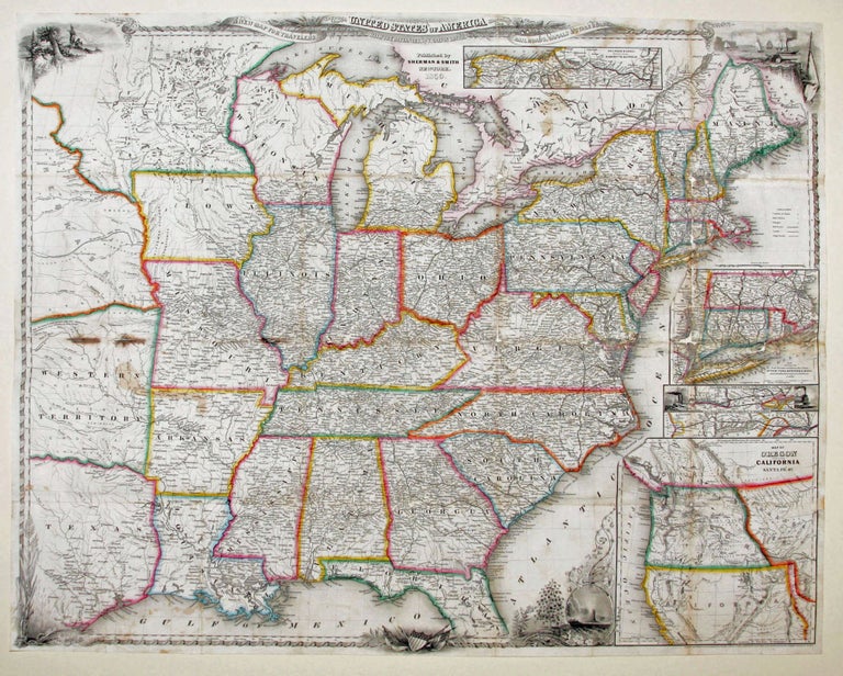 Item #8913 A New Map For Travelers Through The United States Of America Showing The Railroads, Canals & Stage Roads. J. Calvin SMITH.